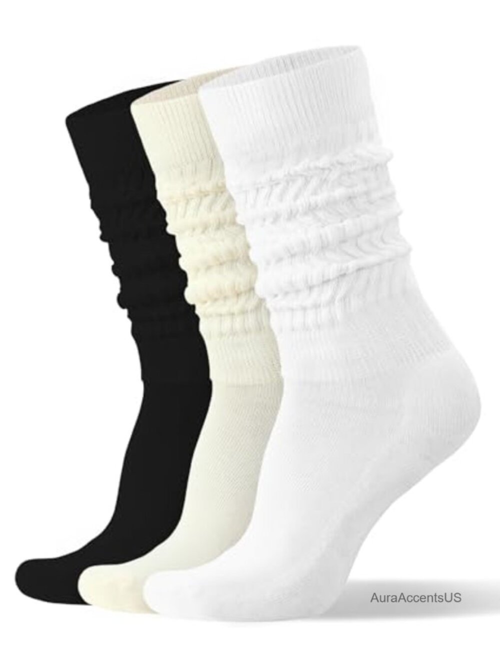 Womens Slouch Scrunch Socks Retro Knee High Soft Chunky Cozy Boot Socks Size